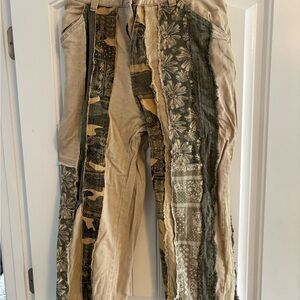 Oli & Hali Patchwork Cargo Pants in Tan and Green